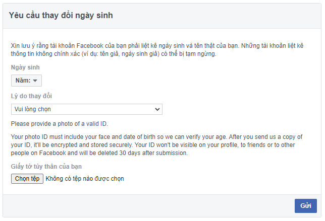 Hướng dẫn tut đổi ngày sinh trên Facebook bằng link 195