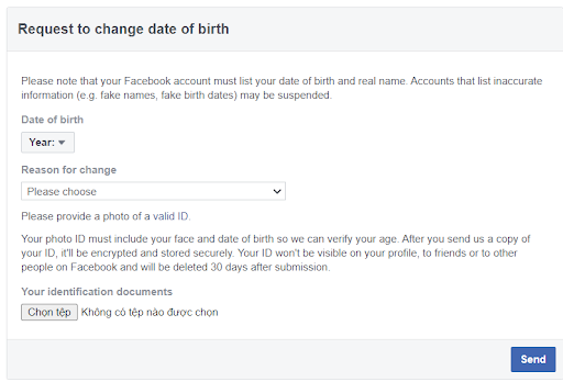 Instructions on how to change your date of birth on Facebook using link 195
