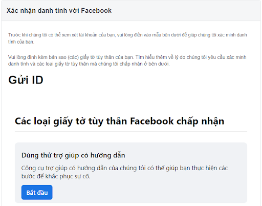 Xác nhận danh tính với Facebook bằng Link 339