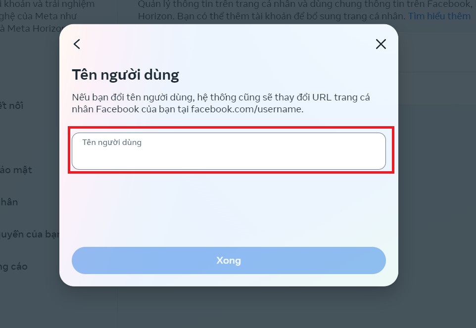 How to change personal Facebook Link on a computer