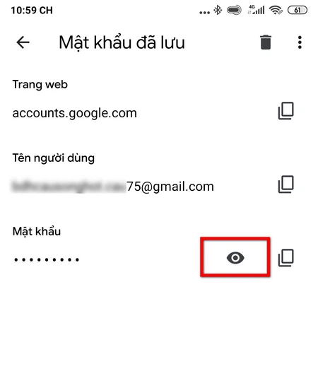 xem mật khẩu gmail