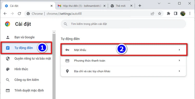 xem mật khẩu gmail