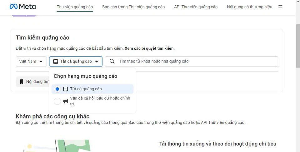 thư viện quảng cáo facebook