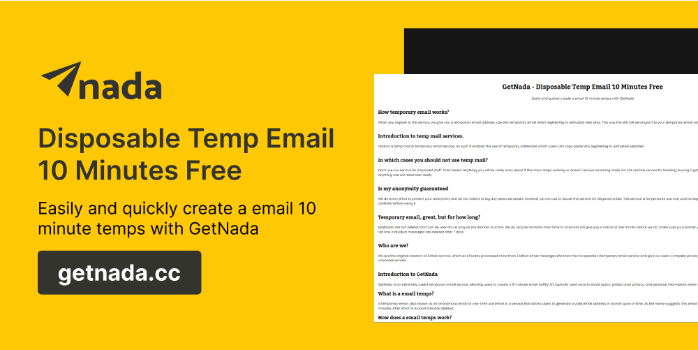 GetNada: Create disposable 10 minute temporary Emails